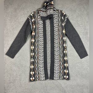 Northern angel aztec sweater Knit Cardigan Large Gray Hooded
